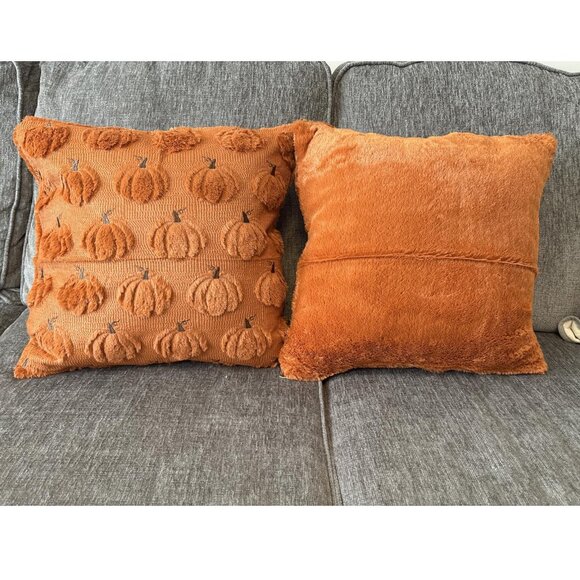 Pumpkin Pillow Covers Set Decorative Throw Cases Halloween Holiday Fall Decor - Picture 3 of 10